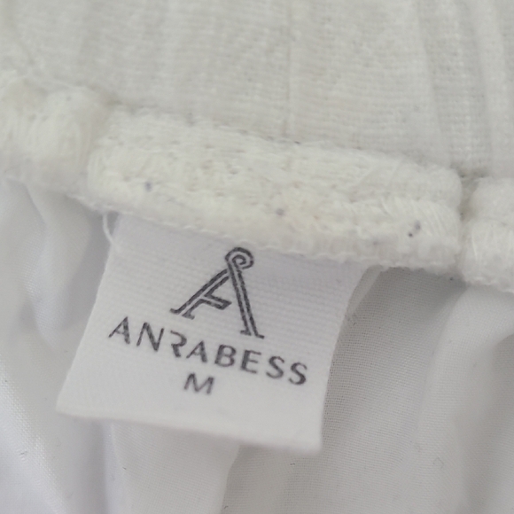 Anrabess White Drawstring Linen Blend Pants - Picture 2 of 13